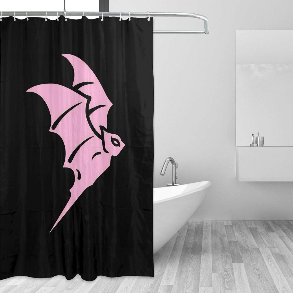 Jhayco Inspirational Fashion Shower Curtain with Bat Design - Durable Polyester, Machine Washable, Grommet Hooks, Dry & Wet Sepa
