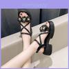 Sommer Perlen Blumenmädchen Flache Sandalen Aus Leichtem PU-Material Für Lässige Strandkleidung