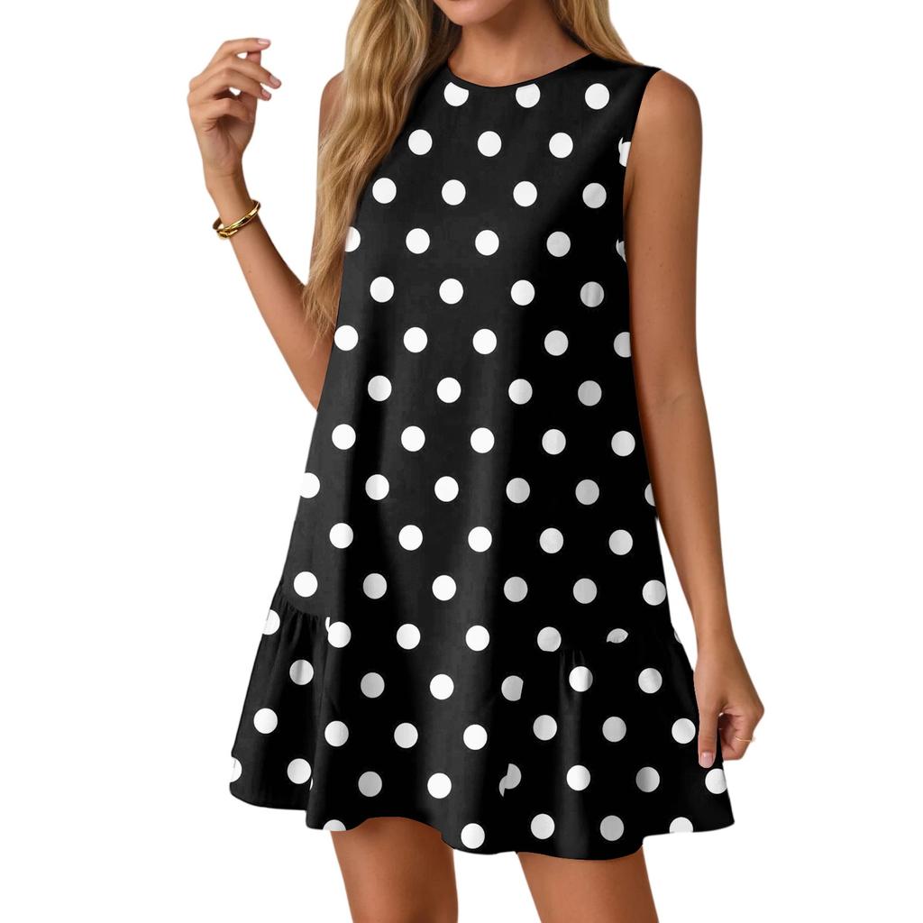 Women's Casual Fashion Breathable Round Neck Vest Floral Holiday Dress With Pockets