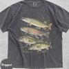 Regenbogenforelle T-Shirt, Vintage 90er Angel-Tee, Retro Fluss Wildtiere Natur Grafik Unisex Shirt, Angler Geschenk, Forellen Fisch Oberteil