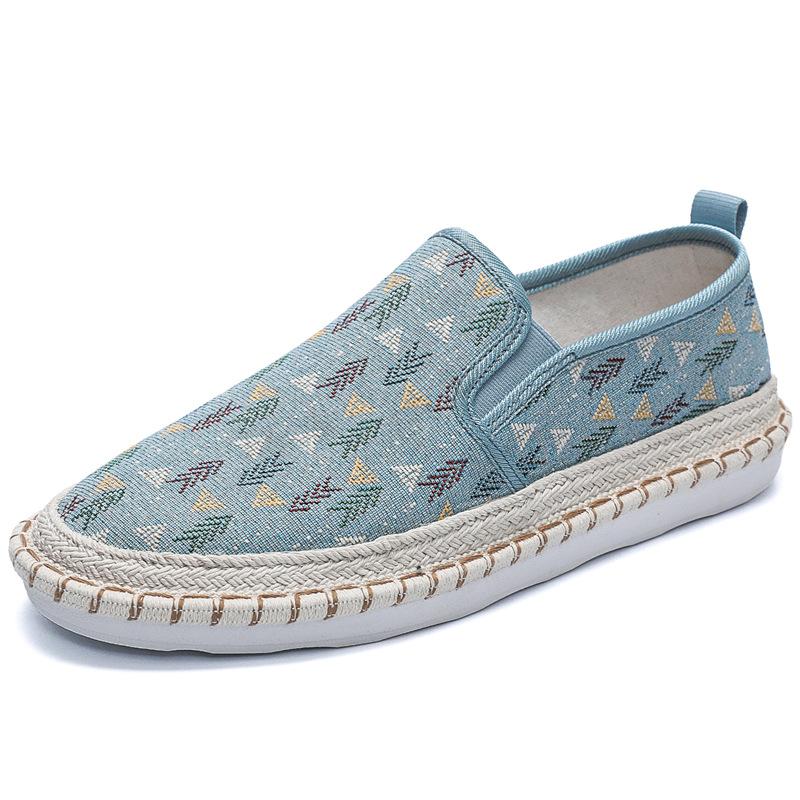 Old Beijing cloth shoes men's printing summer breathable lazy one pedal Doudou shoes men's soft-soled linen fisherman shoes