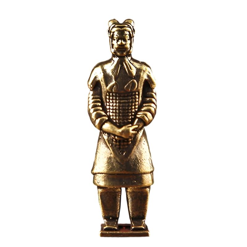 Brasses Chinese Terracotta Soldier Figurine with Antique Bronze Finish for Shelf Decors Study Accent Office Desk Display and Collector Gift