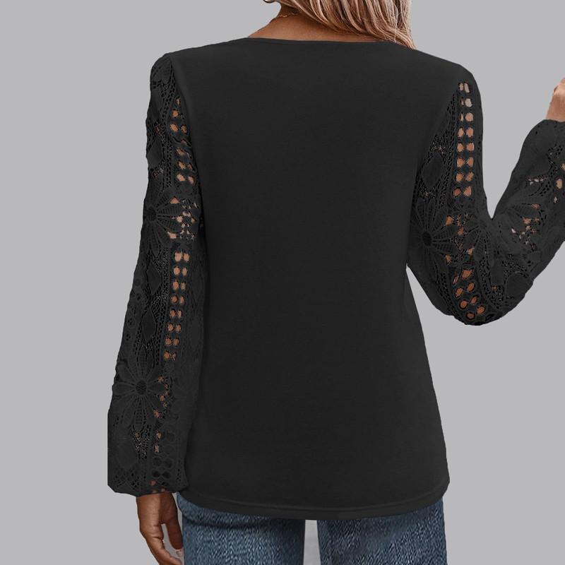 Jarní a podzimní dámská móda elegantní krajkový sestřih pletený peplum top