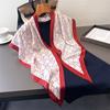 Thousand Birds Plaid Scarf Printed Simulation Silk Women's Scarf Travel Versatile Silk Scarf Shawl Waist Triangle Scarf Headscarf