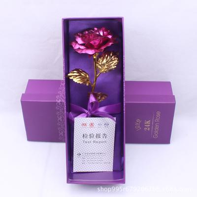 Weddings Gifts Valentine's Day Lovers 24K Rose Flower Exquisite Set Gold Foil Simulation Decorative Bouque  Accessories