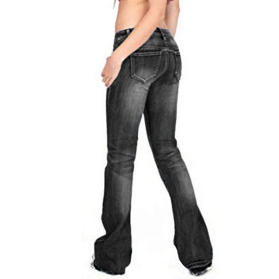 Women Jeans Elastic Slim Fit Gradient Flared Low Rise Lady Pants Daily Clothes