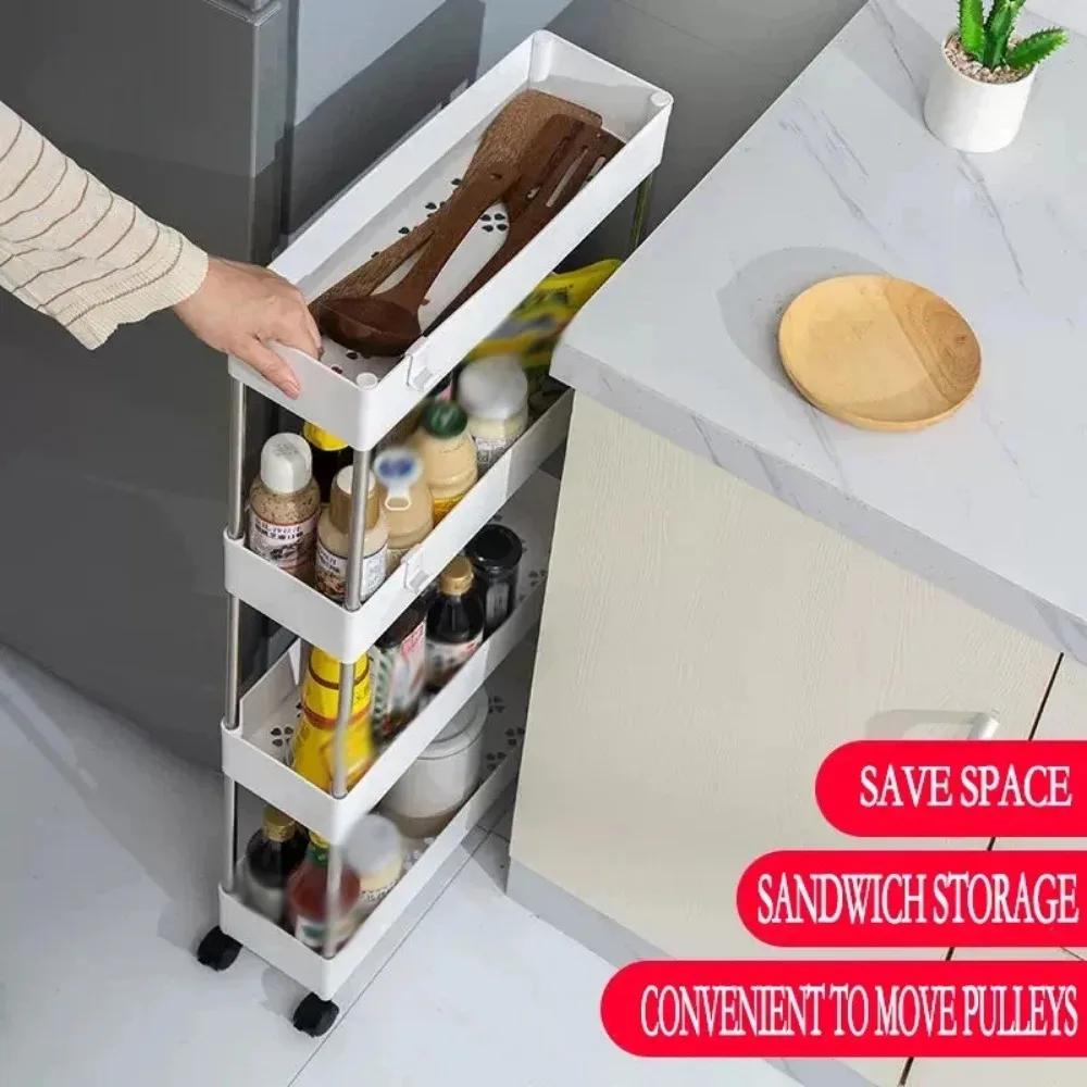 Kitchen Organizers And Storage Rack Household Cart With Wheels Multifunctional Home Accessories Mobile Rack Trolley Bookshelf