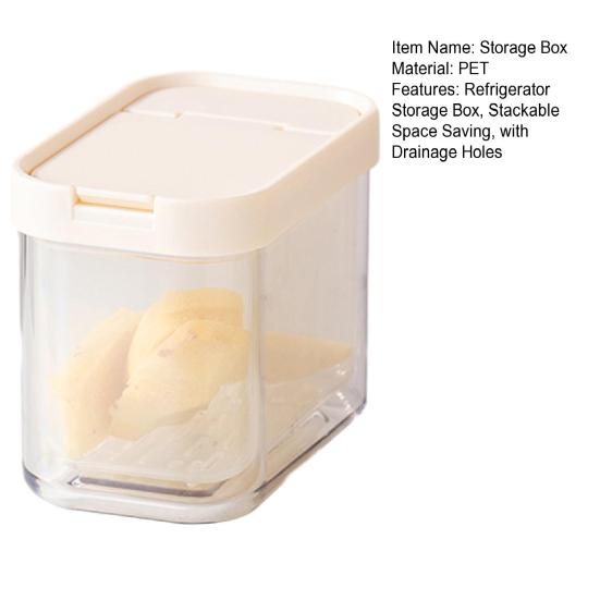 Garlic Ginger Onion Storage Box Transparent with Drain Layer Container Odor Proof Stackable Refrigerator Organizer for Freshness