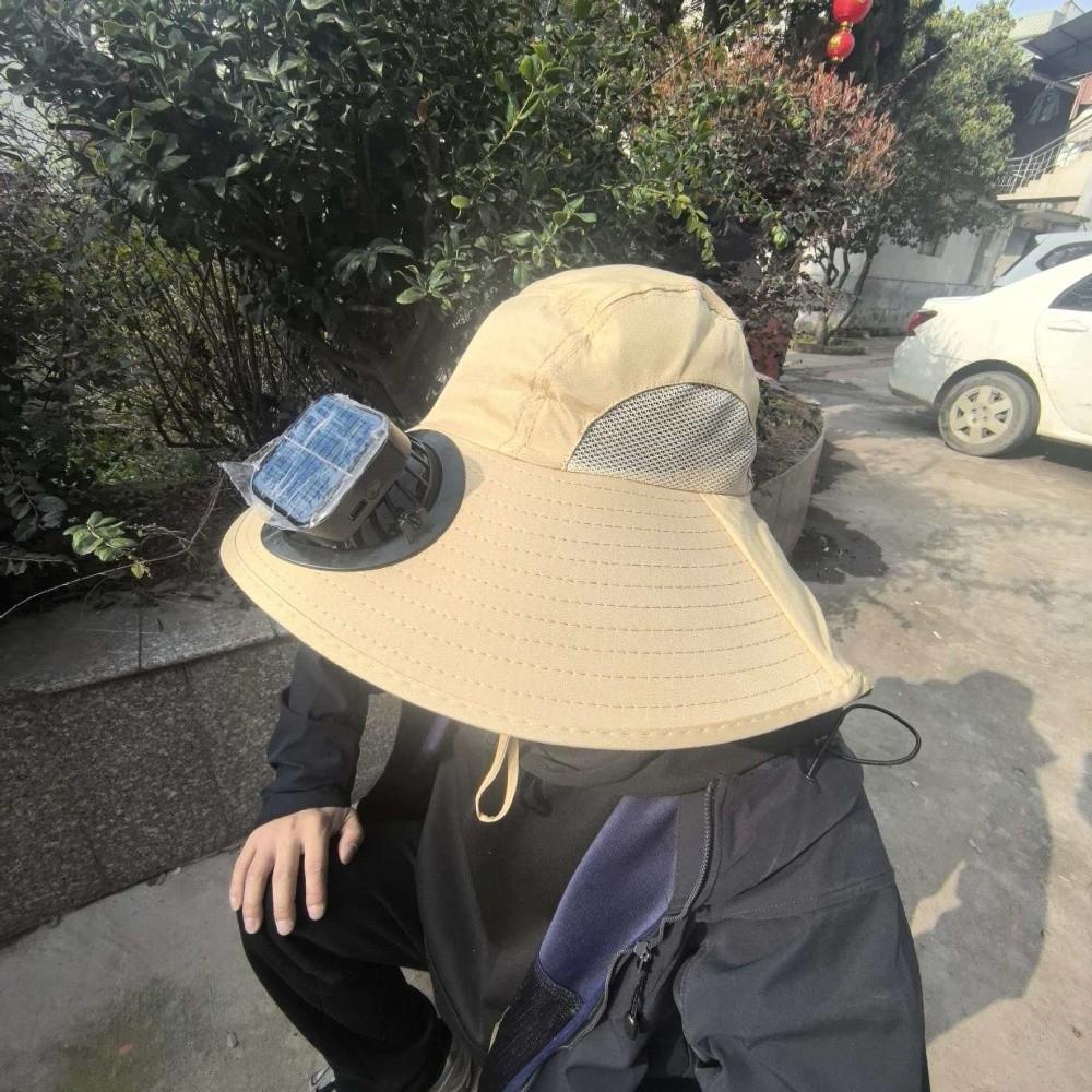 Breathable Sun Hat with Fan Strong Wind Fishing Bucket Hat Convenient Summer Fan Visor Cap Sport