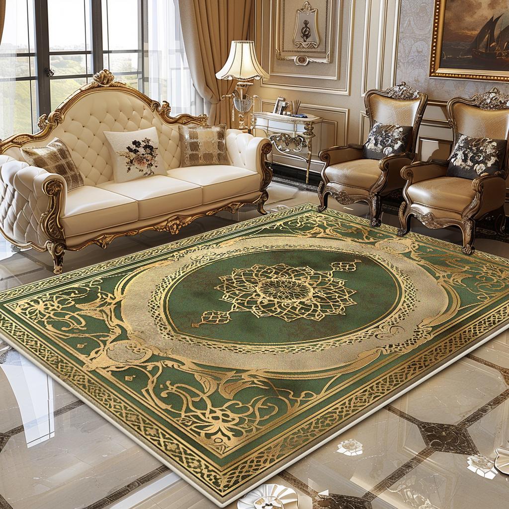 

European Luxury Living Room Carpet Gold Decor Home Large Area Rugs 200x300 Bedroom Bedside Soft Fluffy Floor Mat Customizable 60*90cm