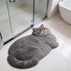 Cartoon Cat Shaped Diatomaceous Earth Bath Mat, Water Absorbent Non Slip Wear Resistant Bathroom Doormat for Toilet Entrance