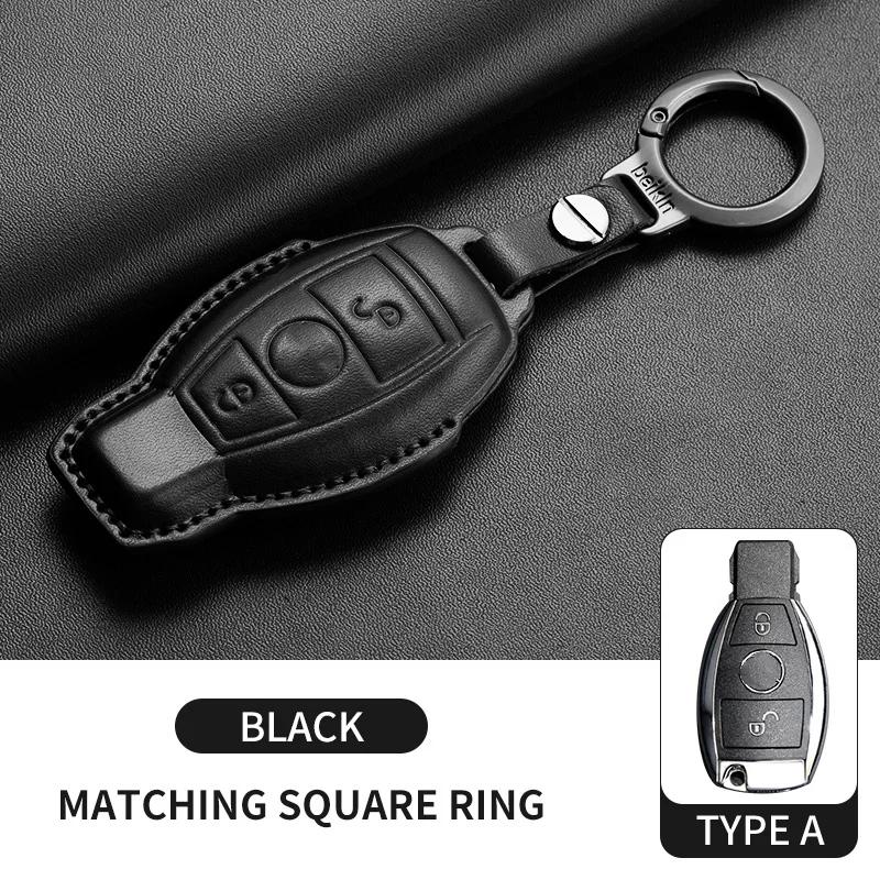 Leather Car Key Case Cover For Mercedes Benz E C G M R S Class W204 W212 W176 GLC CLA GLA AMG 2025 Key Shell Car Accessories