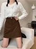 2023 Autumn/Winter Women's High Waist Corduroy Retro A-Line Skirt - Slim, Anti-Exposure, Korean Style