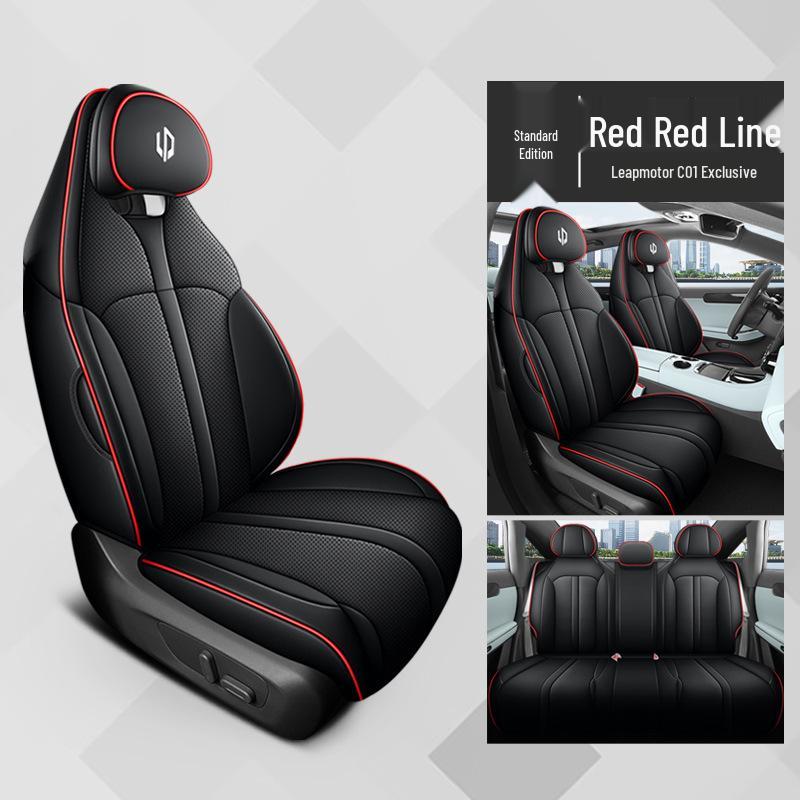 QQG Sports Leder Autositzkissen für Leapmotor C01 - Voll- und Halbumschläge, Ganzjahresbezug.