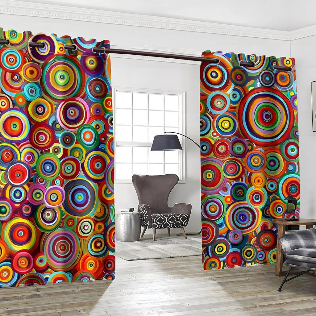2 Stück Böhmische geometrische Punkte bedruckte Vorhänge, Schlafzimmer und Wohnzimmer, Heimdekoration, Raumdekoration