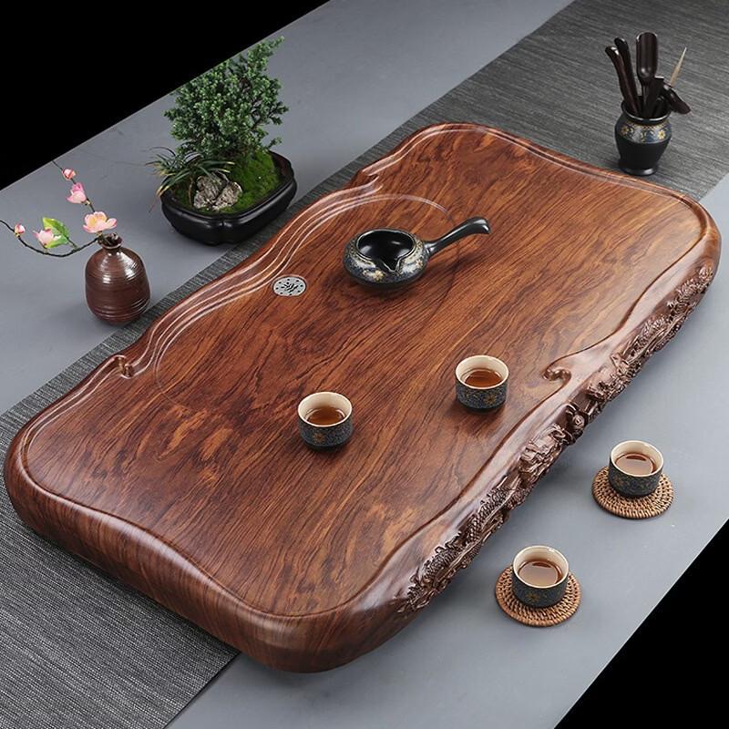 Handun Ebony Wood Tea Tray with Dragon Motif