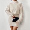 European and American autumn and winter new high-necked hip-wrapped dress long-sleeved pit strip knitting sexy temperament style