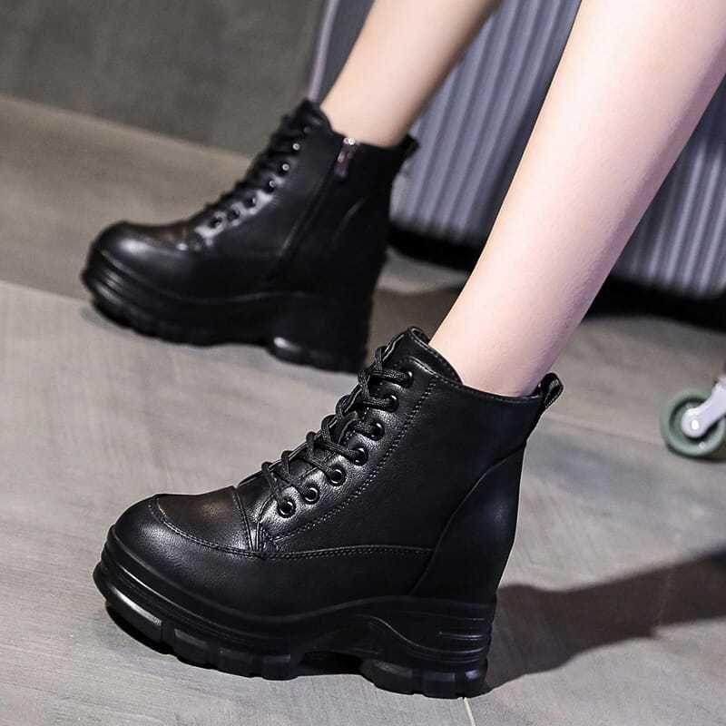 Thick-Soled Platform Hidden Heel Anime High Heels - Spring/Autumn Women's Shoes for Slim Feet; Martin Boots Style