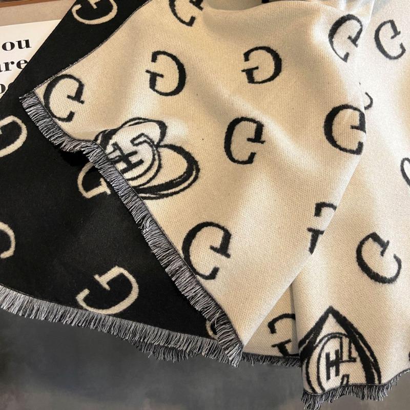 Autumn and Winter Imitation Cashmere Double-sided Thickened Scarf Air Conditioner Warm Love Letter Large Shawl Dual-purpose Scarf Women