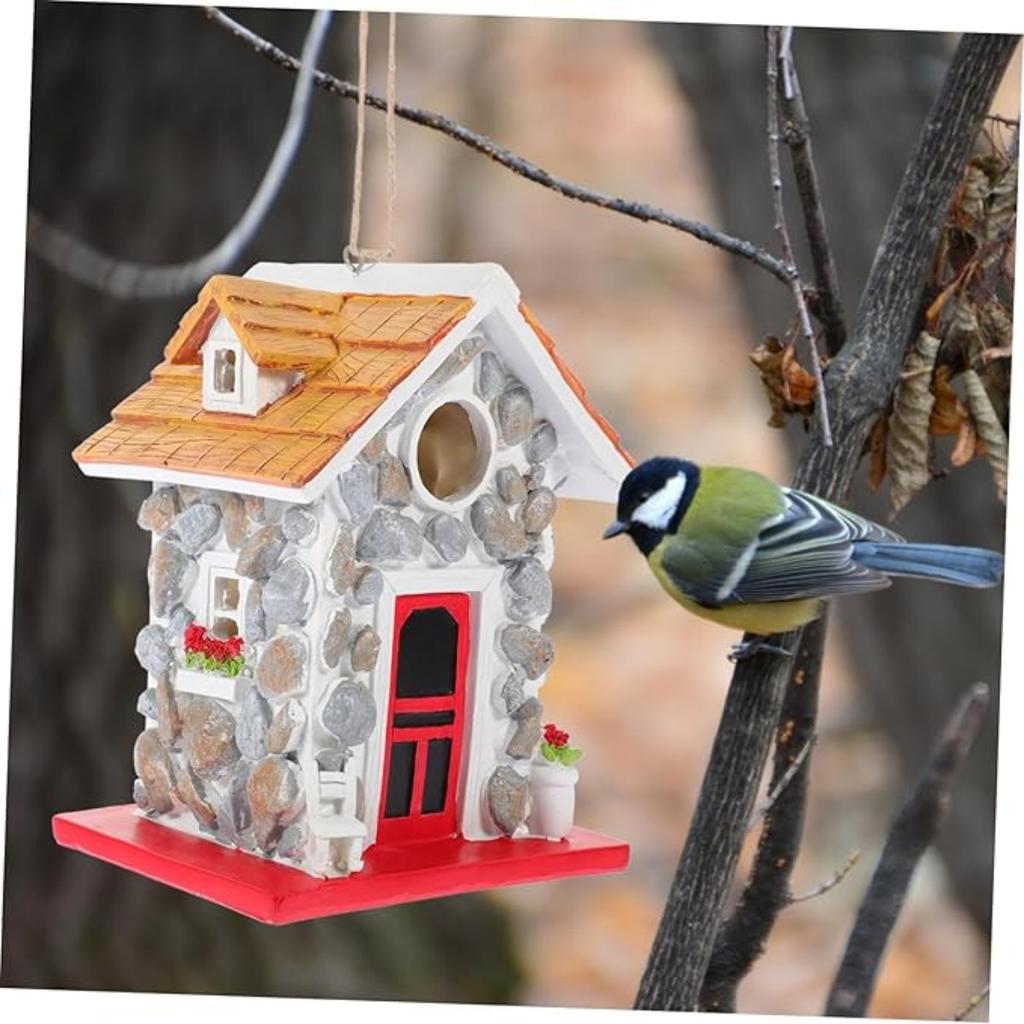 Stabiles Harz-Vogelhaus für Außendekoration Wetter Gartenvogelnest mit stilvollem Design Vogelnestdekoration für Hinterhof und Garten