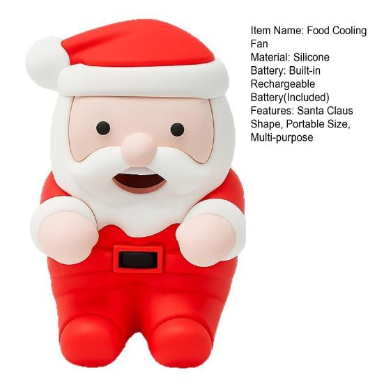 Yousheng Mini Santa Claus Cooling Fan USB Rechargeable Christmas Santa Hot Drinks Meals Coffee Tea Soup Beverage Food Cooling Tiny Robot Cooler Fan