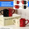 Pack of 2 Ceramic Valentine Mugs Ergonomic Handle Heart Designs Cup Stylish Gift for Lover Anniversary