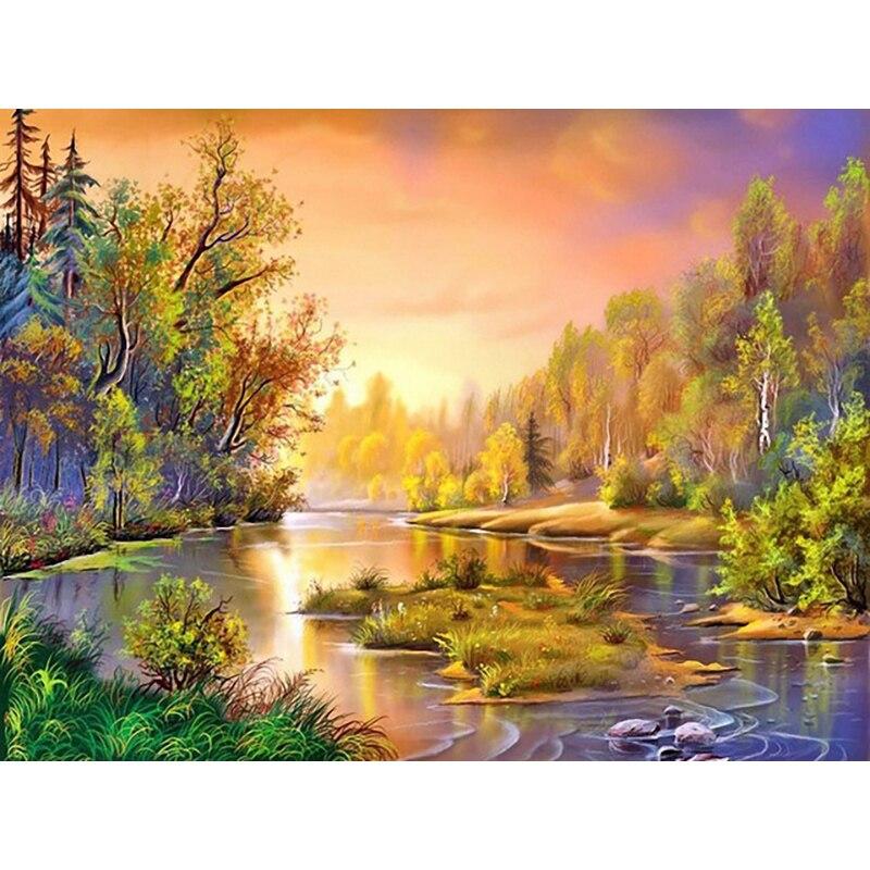 

Новый DIY 5D Алмазная вышивка Дерево Вышивка крестиком Пейзаж Алмазная картина Полный круглый дрель Мозаика Ручной домашний декор Подарок Full Round 40x50CM