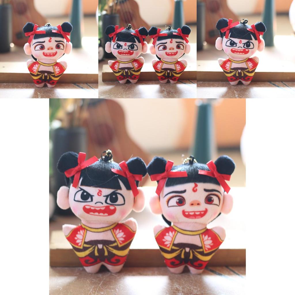 Plush Stuffed Toy Keychain Backpack Charm Soft Fiber Cotton Doll Cute Nezha Figure Gift For Kids