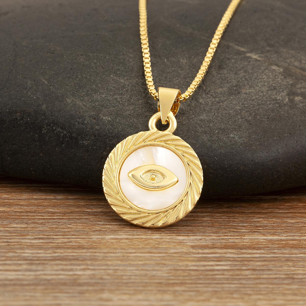 

Nidin Hot Sale Round Shape Cross/Heart/Star/Moon/Evil Eye/8/Lightning Design Pendant Necklace For Female Male Punk Style Jewelry