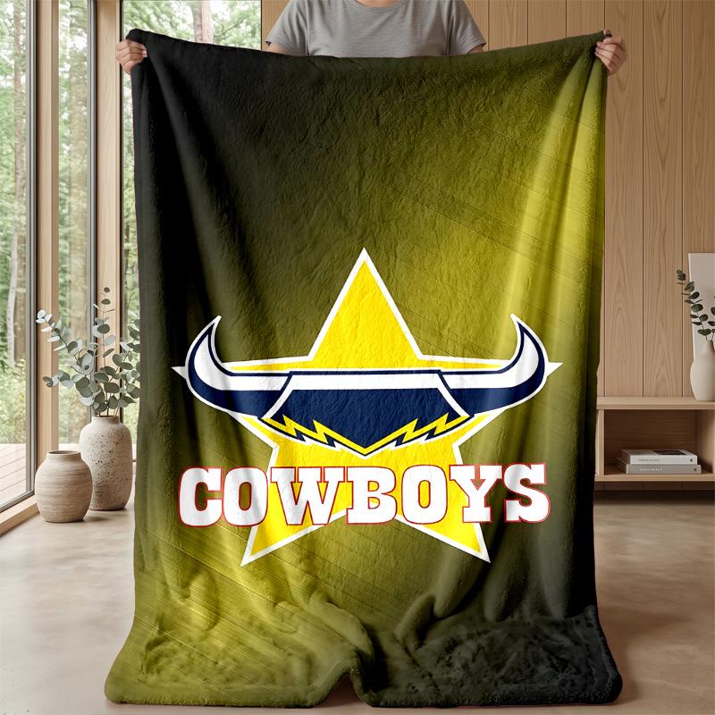 North Queensland CowboysPrinted Flannel Blanket Cozy Skin-Friendly Warm Throw for Couch Bed Indoor Daily Use