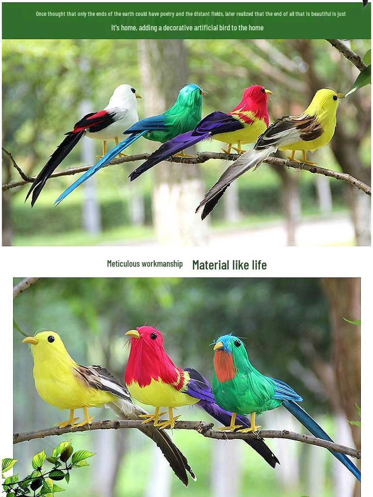 Neidische Porzellan-Papageienfigur mit Federn: Kleines Vogelmodell zur Dekoration für Haus und Garten