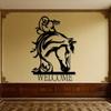 Wrought Iron Horse Welcome Statue Metal Wall Art for Living Room Entrance