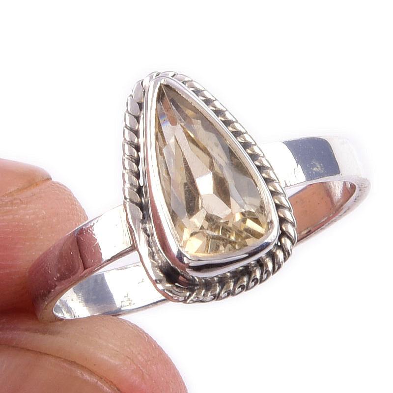 

Натуральный цитрин, драгоценный камень, ручная работа, кольцо из стерлингового серебра 925 пробы, размер 7 L8O97