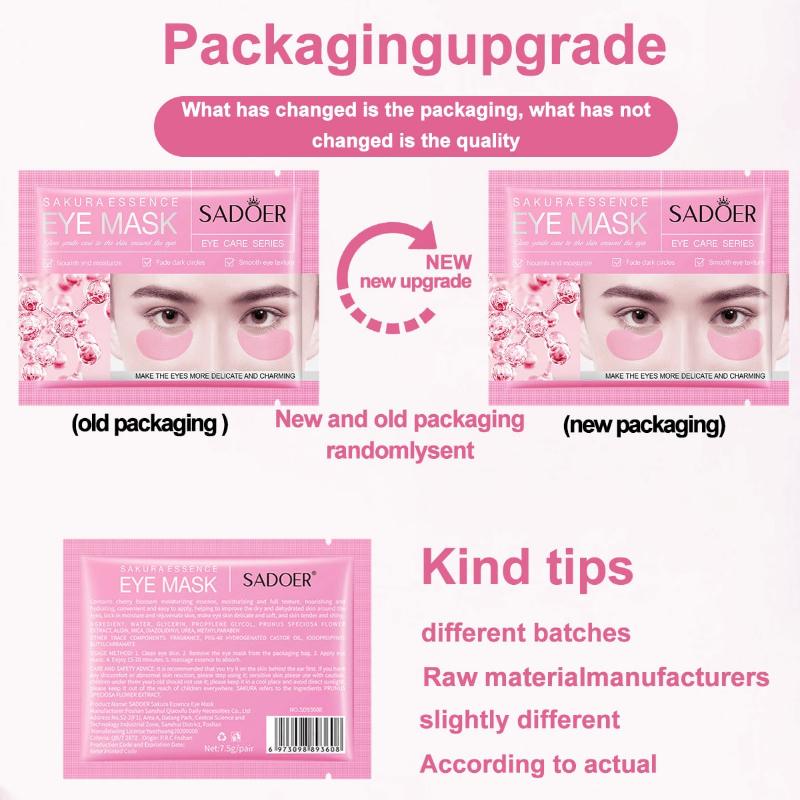 Cherry Blossom Extract Eye Mask Anti-Wrinkle Eye Patches Fade Fine Line Remove Dark Circle Bag Anti-Puffiness Moisturizing Brighten Skin Care