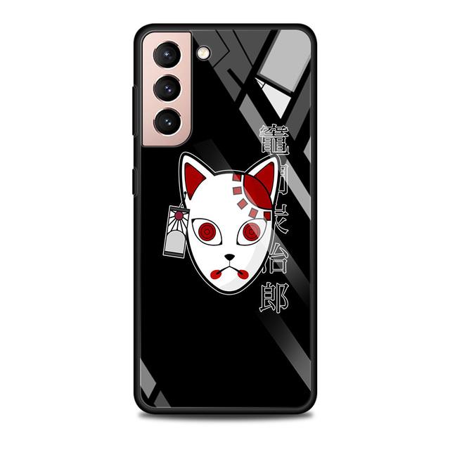 Szklane etui do Samsung Galaxy S21 S20 Ultra S10 Plus Lite S20fe 5g S10e S9 S8 zderzak Shell pokrywa Funda Anime Demon Slayer kolor