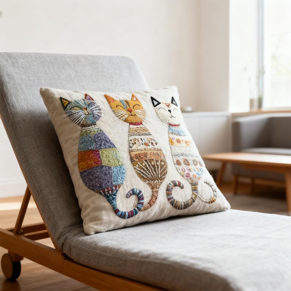 Pillow Cover Cute Cat-Patterned 2D Flat-Printed Pillowcase For Comfort And Style Sofa Cushion Cover Home Decoration