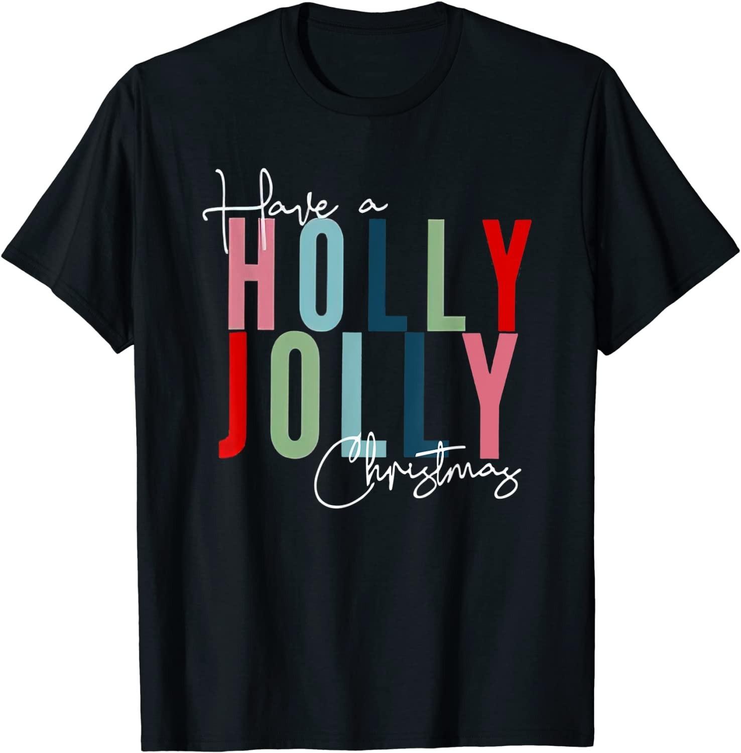 NEW LIMITED! Have A Holly Xmas Jolly Christmas Rainbow Tee - MADE IN USA L