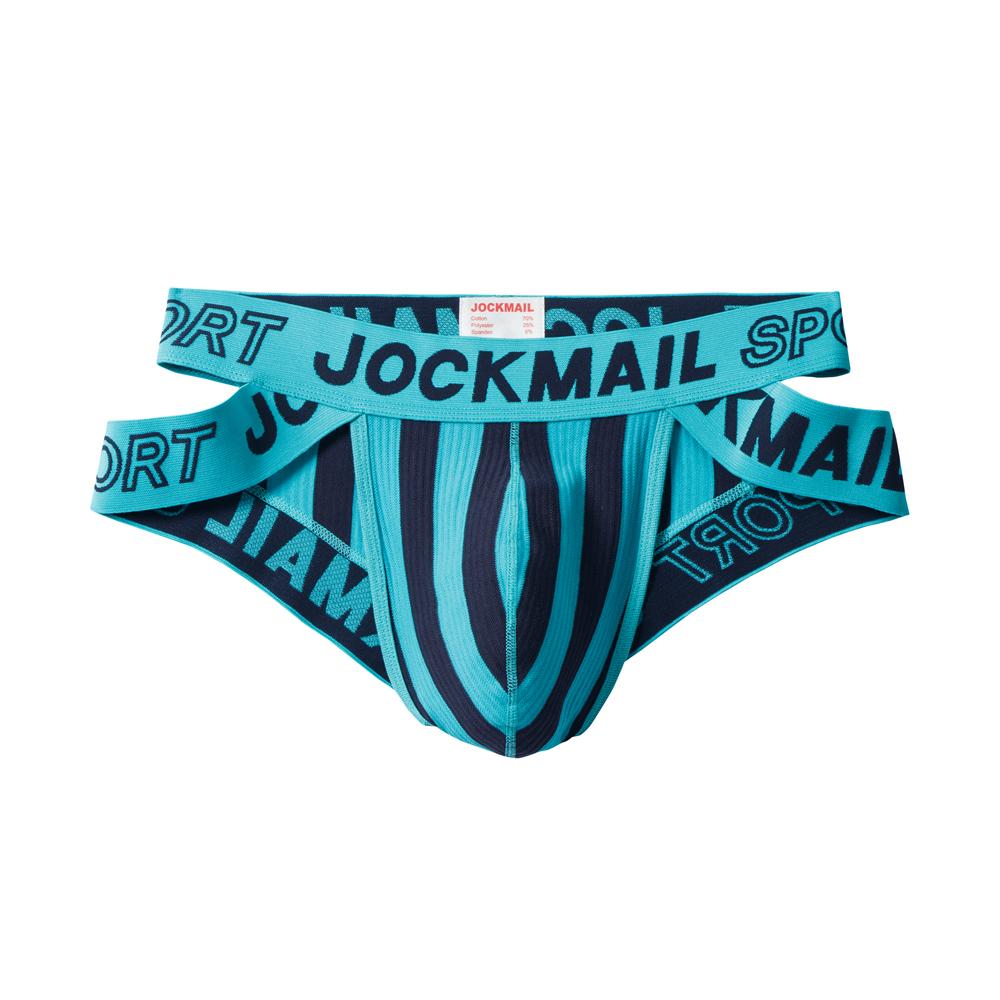 

Трусы JOCKMAIL, хлопковое утолщенное дышащее мужское нижнее белье, спортивные эластичные трусы в полоску с низкой посадкой M цвет морской волны