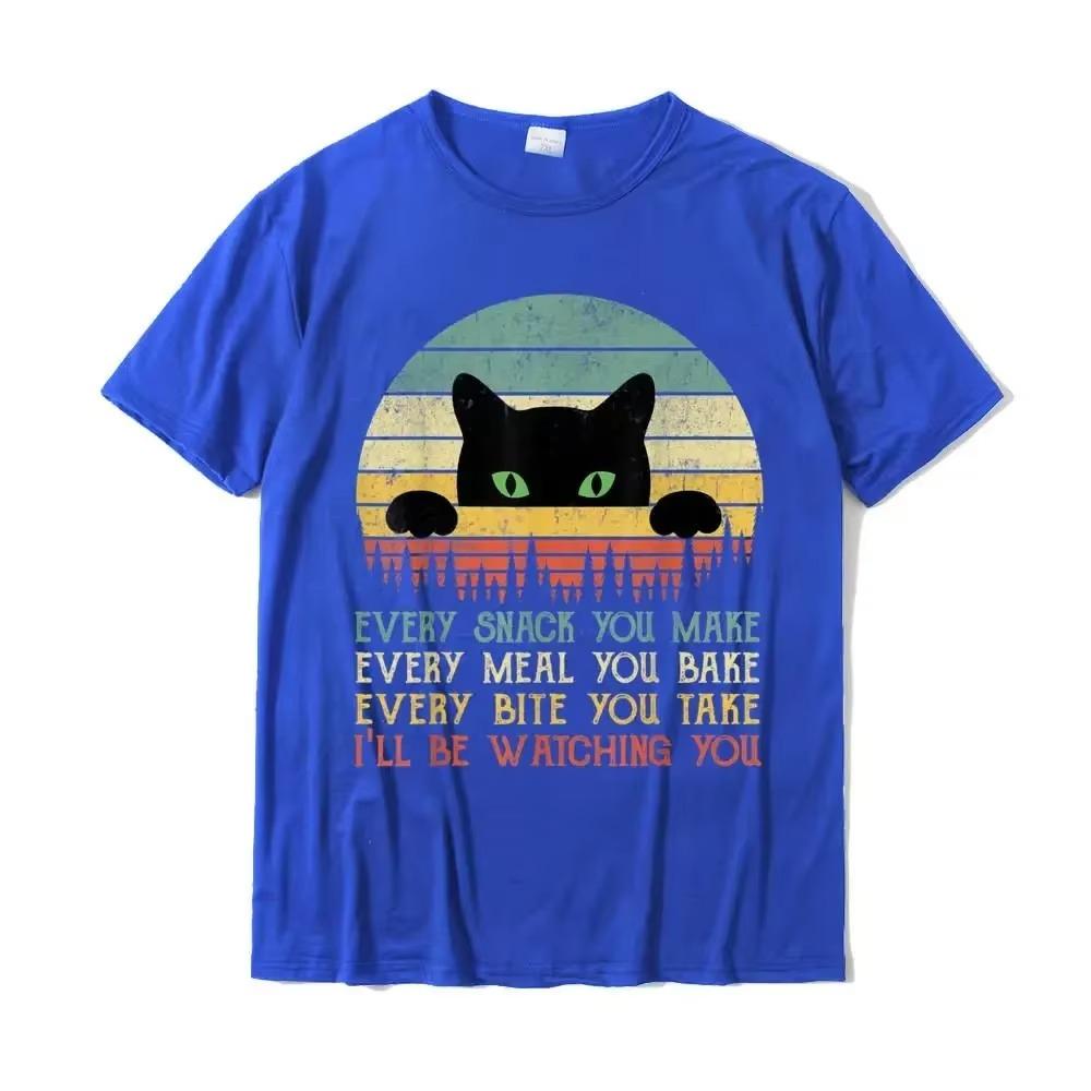 Every Snack You Make Cat Funny Cat Mom Cat Dad T-Shirt for Men Cotton Letter Printed T Shirts Casual Men T Shirt