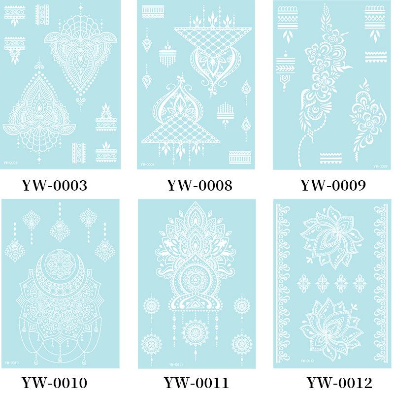 6 Sets Glow In The Dark Lace Temporary Tattoos Waterproof Fake Tattoo for Festival Party Henna Style Arm Leg Decoration