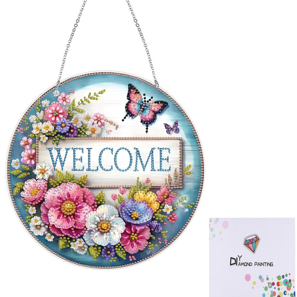 Acryl 2D/Flach DIY Hängende Diamantmalerei Kits Spezielle Form Strassstein Diamantmalerei Fensteranhänger Wanddekoration für Zuhause & Fenster