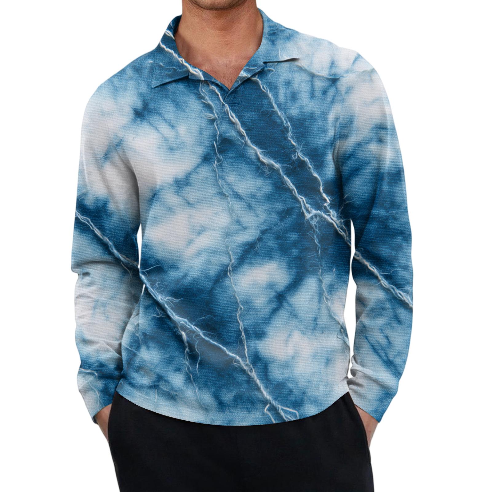 

Мужской повседневный ретро топ с маленьким V-образным вырезом и длинными рукавами XXXL циан