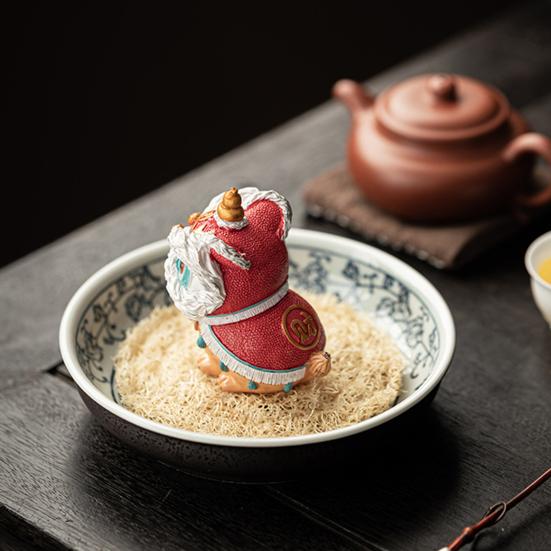 Lion Tea Pet Color-Changing Ornament for Tea Table Decoration Traditional Auspicious Lion Design National Trend Culture Tea Accessory