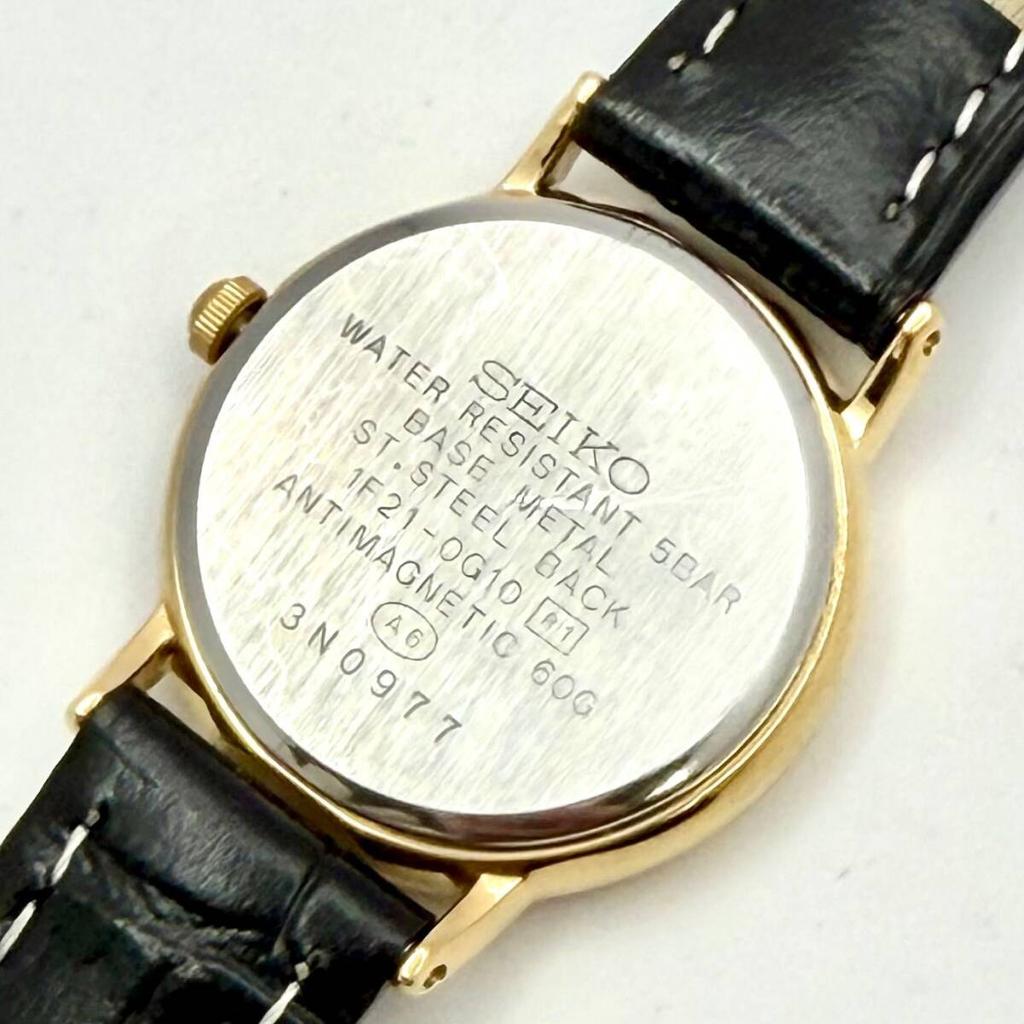 SEIKO AVENUE Watch Gold 3N0977 New Strap [New Battery] Ladies' 1F21-0G10