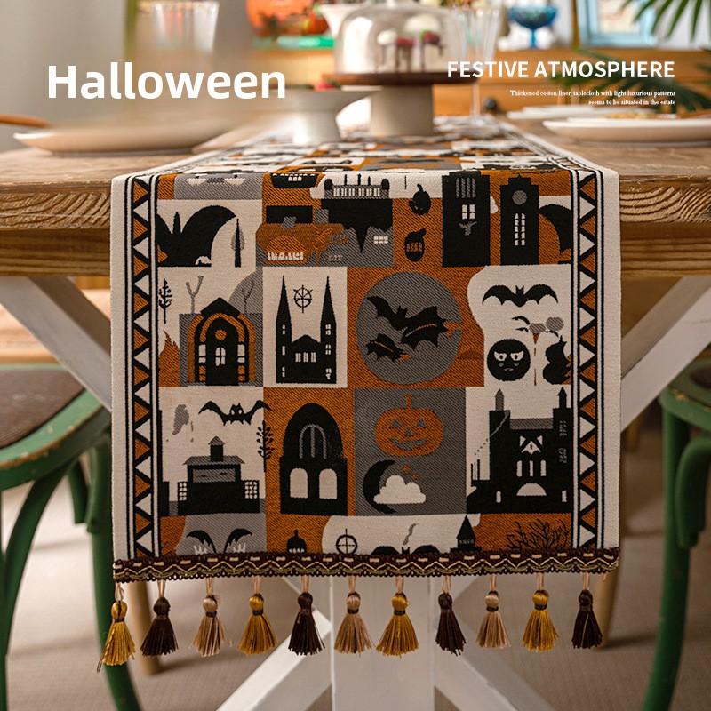 Christmas Santa Table Runner Cotton Linen Look Festive Dining Decor for 6 People Holiday Tablecloth