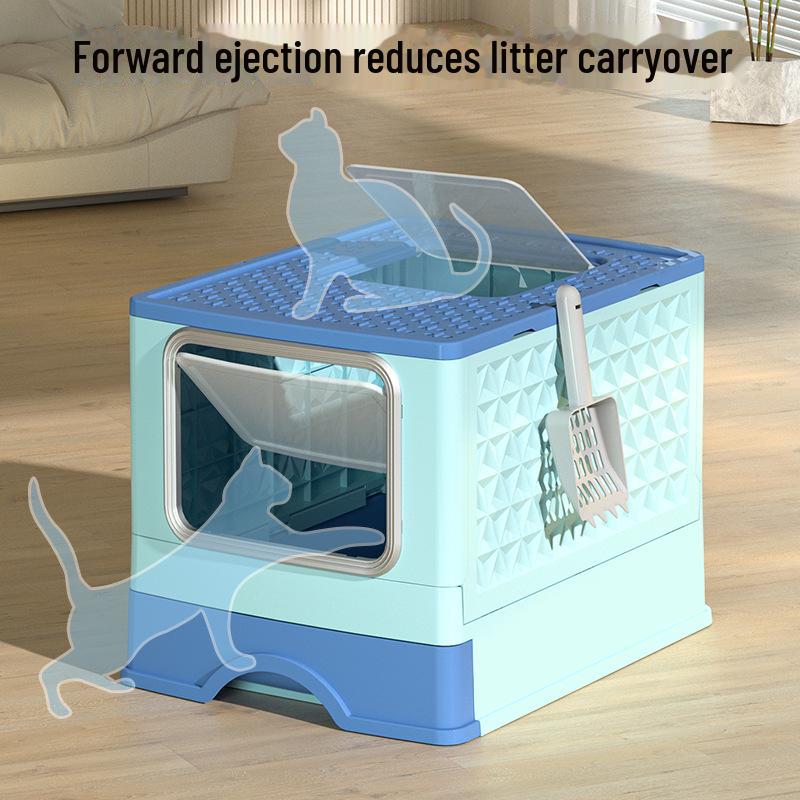 New Large Enclosed Folding Cat Litter Box with UV Sterilization and Deodorization
