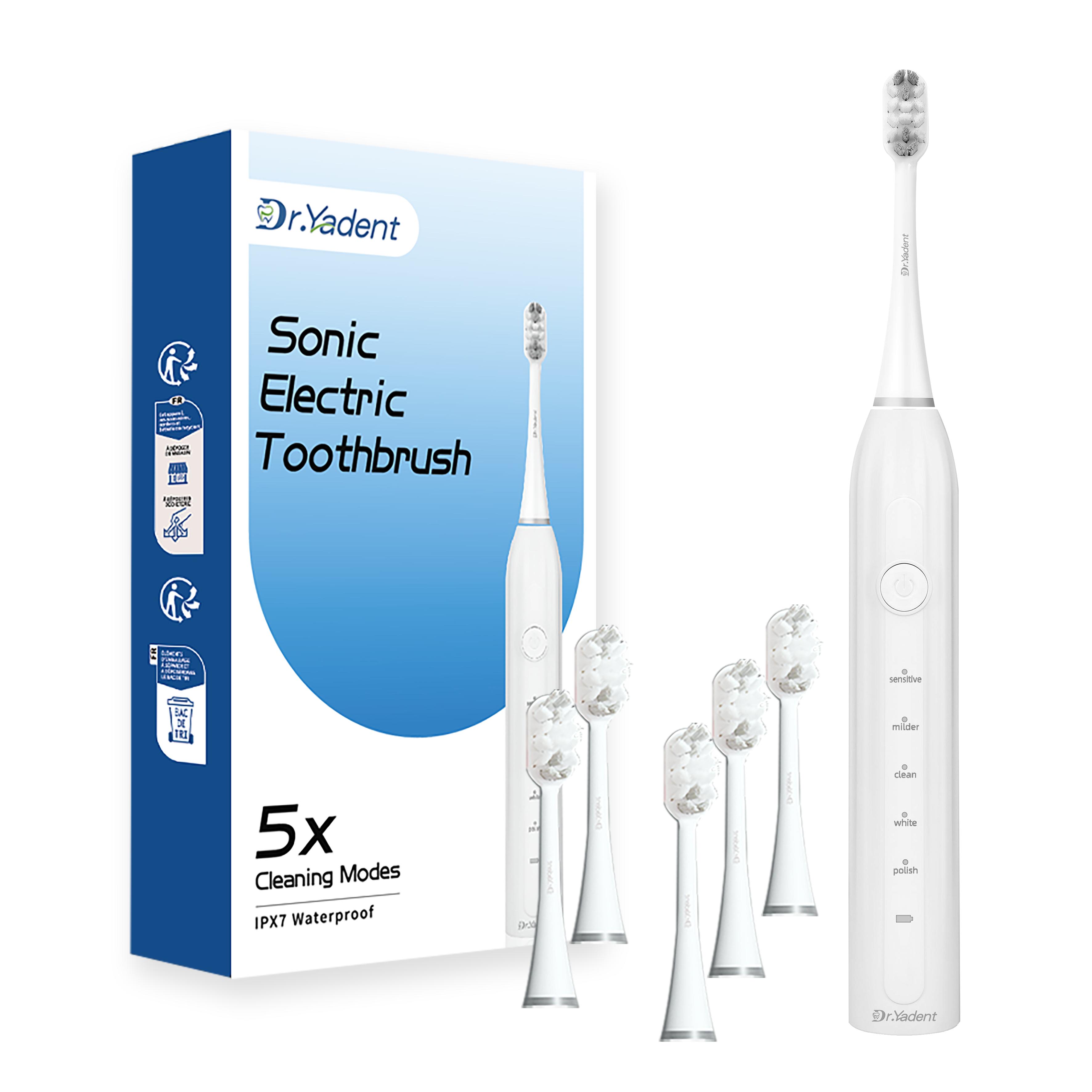 

Dryadent Electric Toothbrush Yd02 5 Modes Usb-C Rechargeable Battery 6 Soft Brushheads For Adult Teeth Whitening & Sensitive Gum