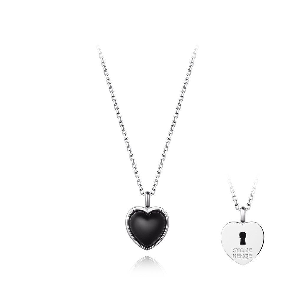 [Stonehenge]] Silver Heart Necklace Sa25A04P