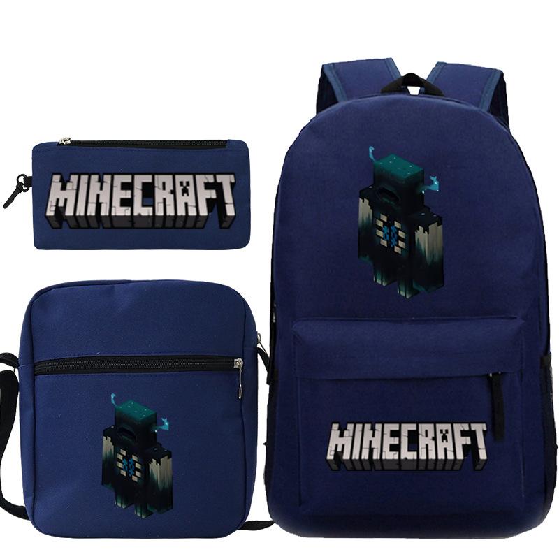 Game Minecraft Printed Children'S School Bag Oblique Span Bag Stationery Pencil Bag Student Backpack Set