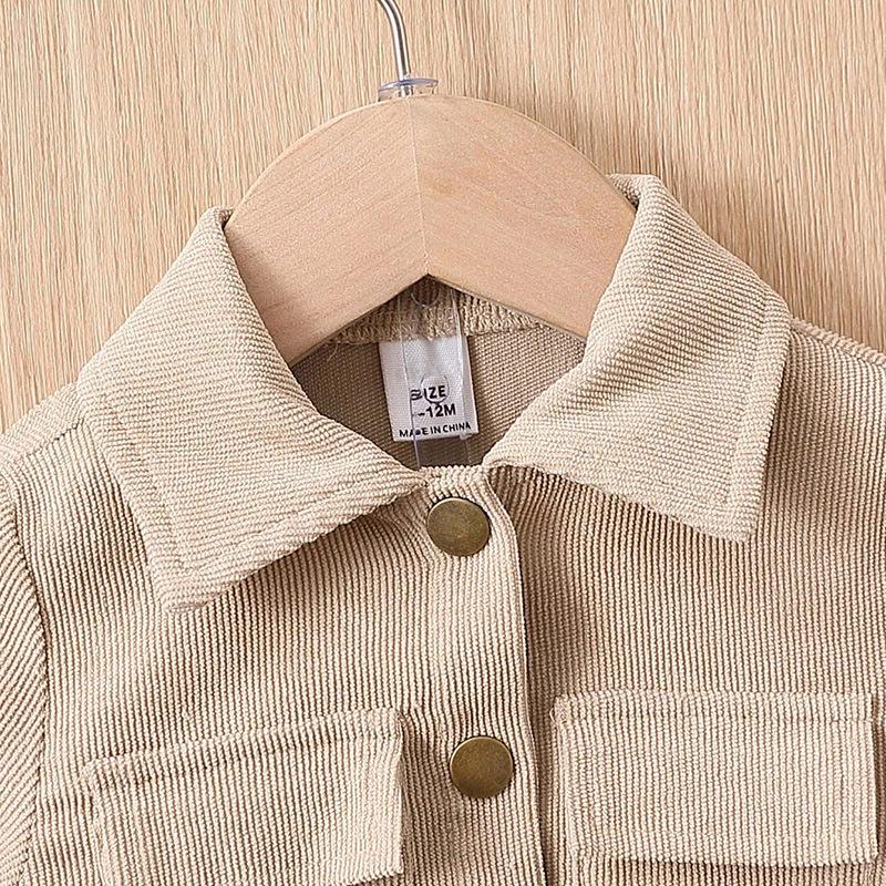 Beige Children's Autumn/Winter Suit: Stylish Baby Boy Long-Sleeve Jacket and Trousers Combo
